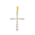 LADIES PENDANT WITH CHAIN 0.75CT ROUND DIAMOND 14K YELLOW GOLD