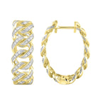 LADIES HOOP EARRINGS 0.50CT ROUND DIAMOND 10K YELLOW GOLD