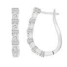 LADIES HOOP EARRINGS 0.50CT ROUND DIAMOND 10K WHITE GOLD