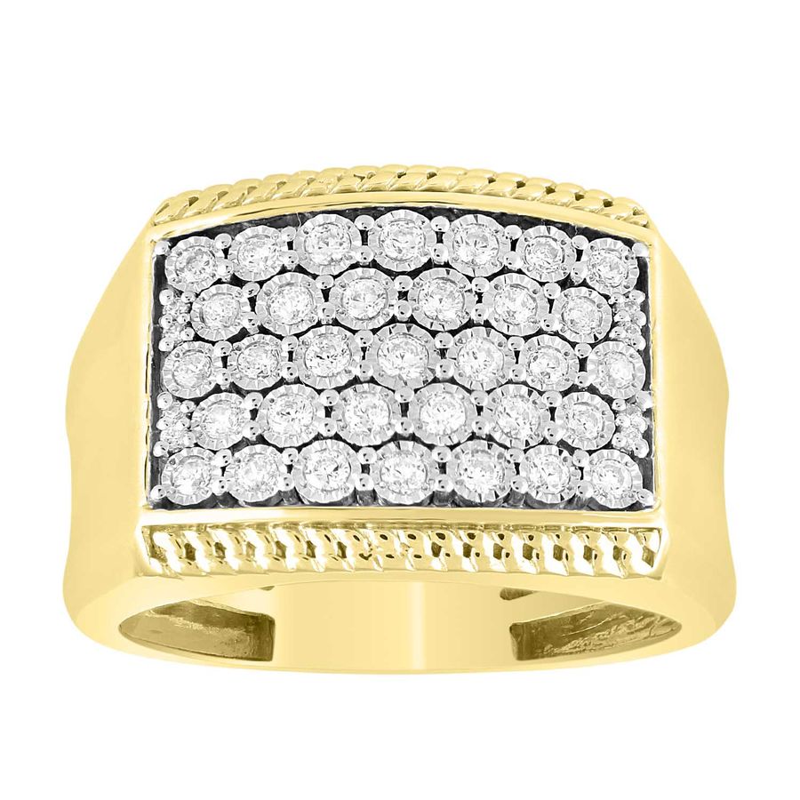 MEN'S RING 0.50CT ROUND DIAMOND 10K YELLOW GOLD