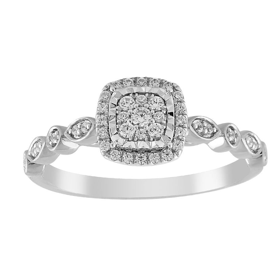 LADIES RING 0.20CT ROUND DIAMOND 10K WHITE GOLD