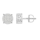 LADIES STUD EARRINGS 0.50CT ROUND DIAMOND 10K WHITE GOLD