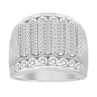 MEN'S RING 3.00CT ROUND/BAGUETTE DIAMOND 10K WHITE GOLD