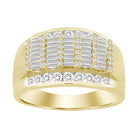 MEN'S RING 1.00CT ROUND/BAGUETTE DIAMOND 10K YELLOW GOLD