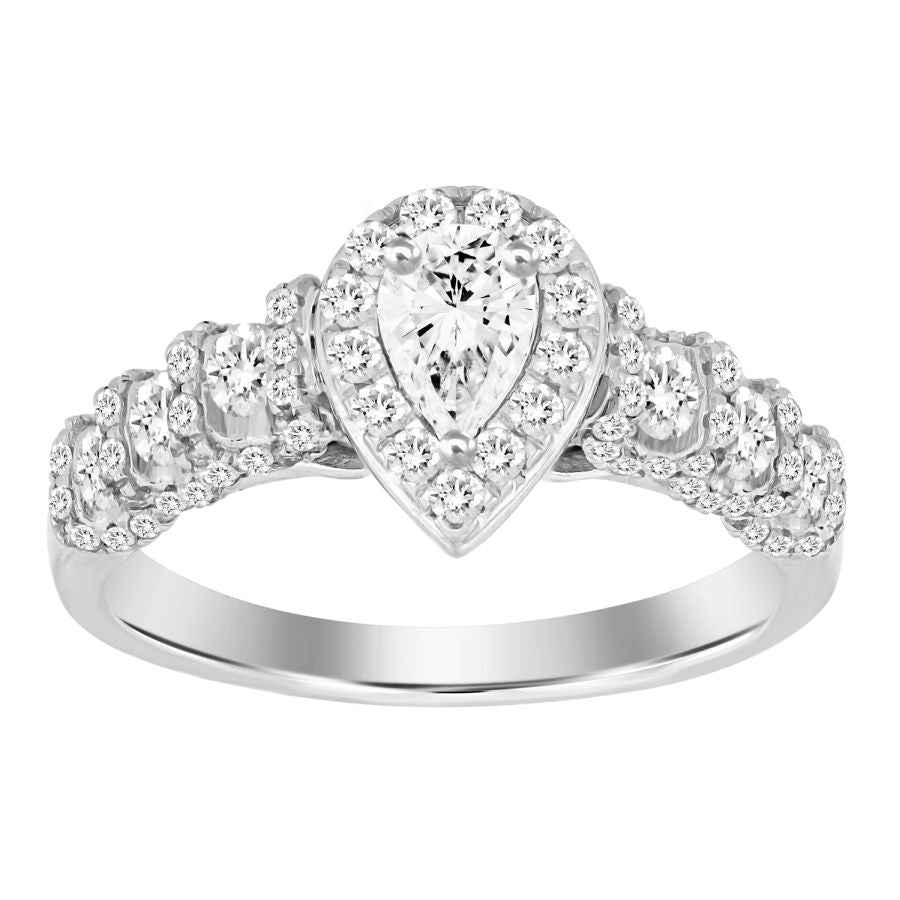 LADIES RING PE 1.00CT ROUND DIAMOND 14K WHITE GOLD