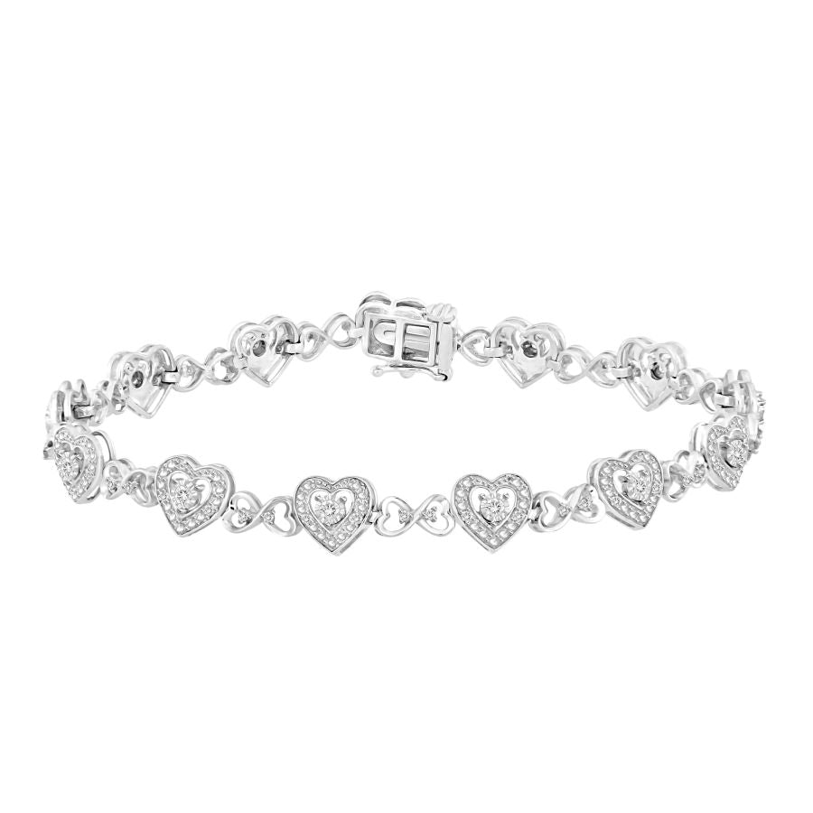 LADIES BRACELET 0.25CT ROUND DIAMOND STERLING SILVER/WHITE GOLD