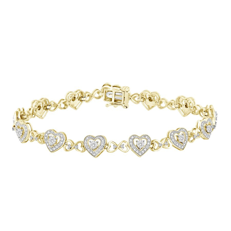 LADIES BRACELET 0.25CT ROUND DIAMOND YELLOW GOLD/STERLING SILVER