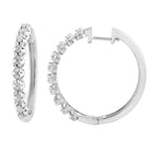 LADIES HOOP EARRINGS 0.50CT ROUND DIAMOND 10K WHITE GOLD