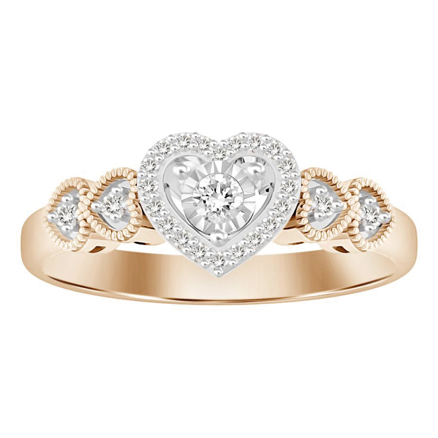 LADIES RING 0.15CT ROUND DIAMOND 10K ROSE GOLD