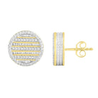 MEN'S STUD EARRINGS 1.00CT ROUND/BAGUETTE DIAMOND 10K YELLOW GOLD