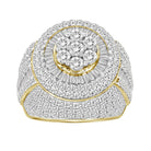 MEN'S RING 5.00CT ROUND/BAGUETTE DIAMOND 10K YELLOW GOLD