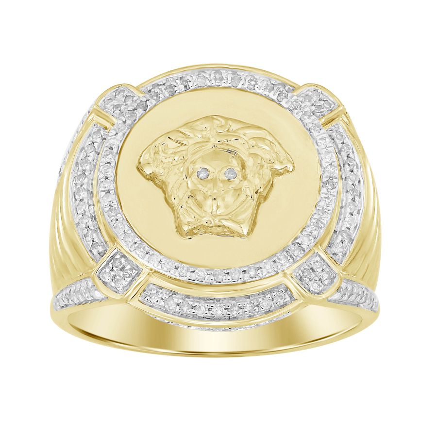 MEN'S RING 0.50CT ROUND DIAMOND 10K YELLOW GOLD