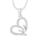 LADIES PENDANT WITH CHAIN 0.10CT ROUND DIAMOND 10K WHITE GOLD