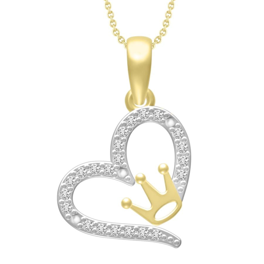 LADIES PENDANT WITH CHAIN 0.10CT ROUND DIAMOND 10K YELLOW GOLD