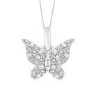 LADIES PENDANT WITH CHAIN 0.10CT ROUND DIAMOND 10K WHITE GOLD