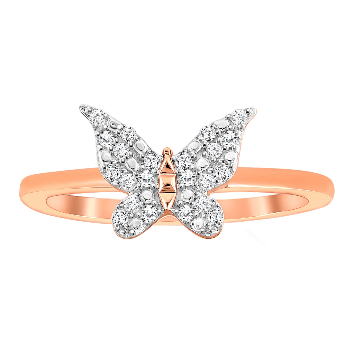 LADIES RING 0.10CT ROUND DIAMOND 10K ROSE GOLD