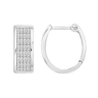 LADIES HOOP EARRINGS 0.50CT BAGUETTE DIAMOND 10K WHITE GOLD