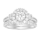 LADIES RING 1.50CT ROUND/BAGUETTE DIAMOND 14K WHITE GOLD (SI QUALITY) (CENTER STONE 0.50CT ROUND DIAMOND) 