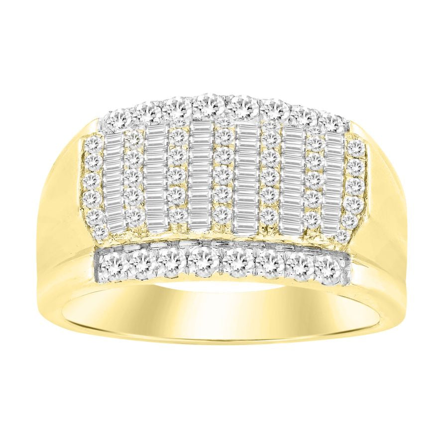 MEN'S BAND 1.00CT ROUND/BAGUETTE DIAMOND 10K YELLOW GOLD