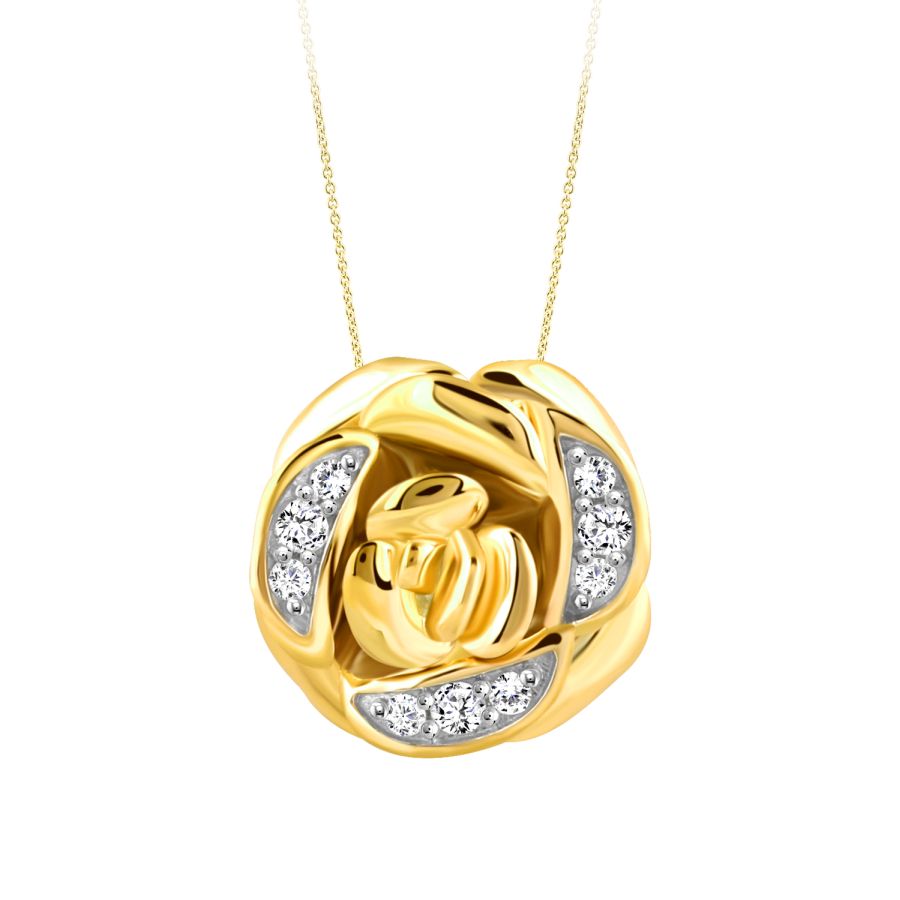 LADIES NECKLACE 0.15CT ROUND DIAMOND 10K YELLOW GOLD