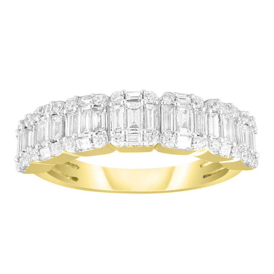 LADIES RING 1.00CT ROUND/BAGUETTE DIAMOND 14K YELLOW GOLD