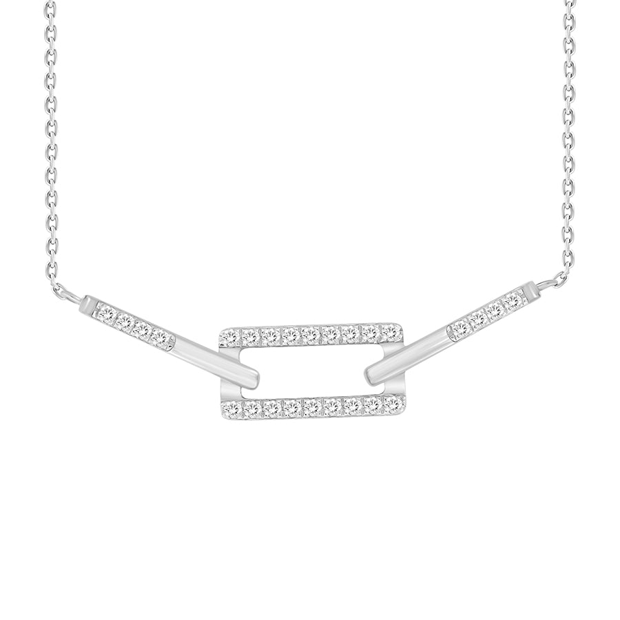 LADIES NECKLACE 0.25CT ROUND DIAMOND 10K WHITE GOLD