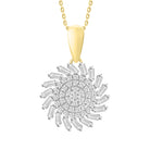 LADIES PENDANT WITH CHAIN 0.25CT ROUND/BAGUETTE DIAMOND 10K YELLOW GOLD