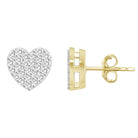 LADIES HEART EARRINGS 0.16CT ROUND DIAMOND 10K YELLOW GOLD