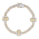 MEN'S BRACELET 1.50CT ROUND DIAMOND 10K YELLOW GOLD