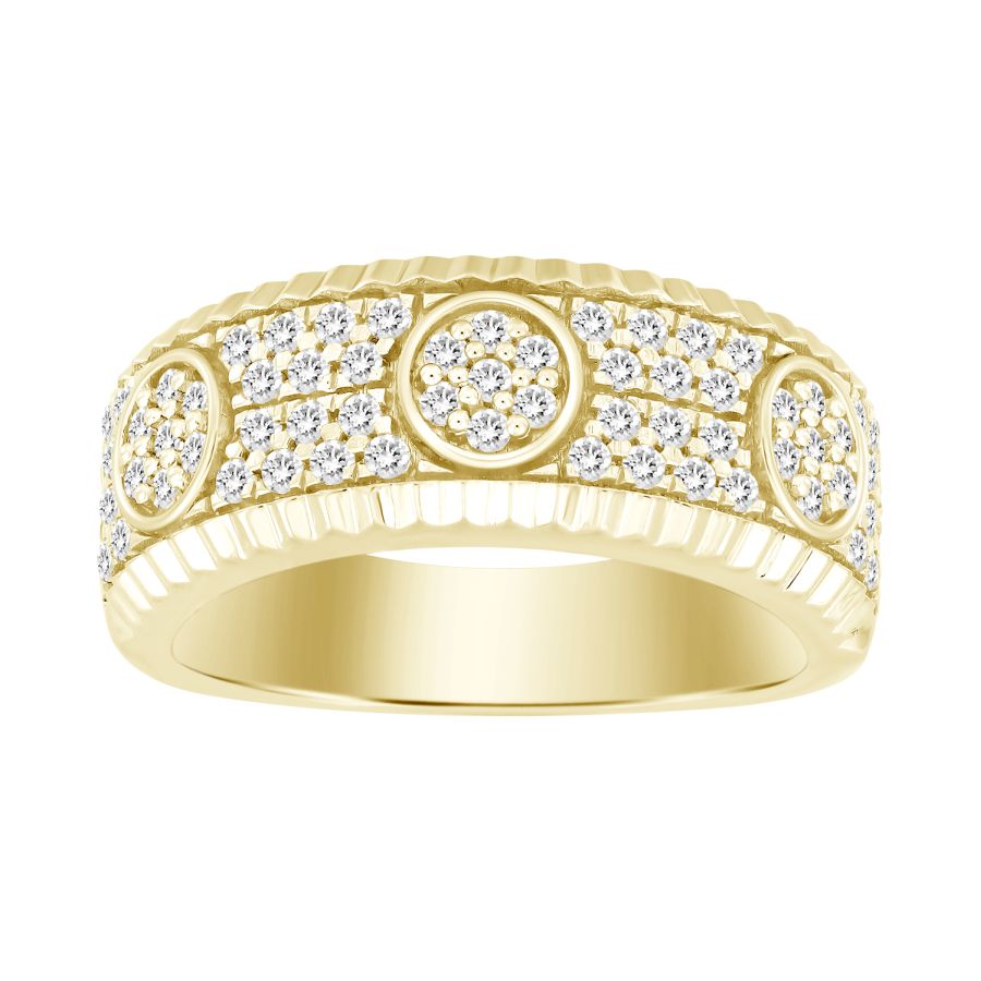 MEN'S RING 0.75CT ROUND DIAMOND 10K YELLOW GOLD