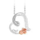 LADIES PENDANT 0.15CT ROUND/BAGUETTE DIAMOND 10K WHITE/ROSE GOLD