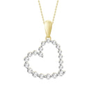 LADIES HEART PENDANT WITH CHAIN 0.25CT ROUND DIAMOND 14K YELLOW GOLD