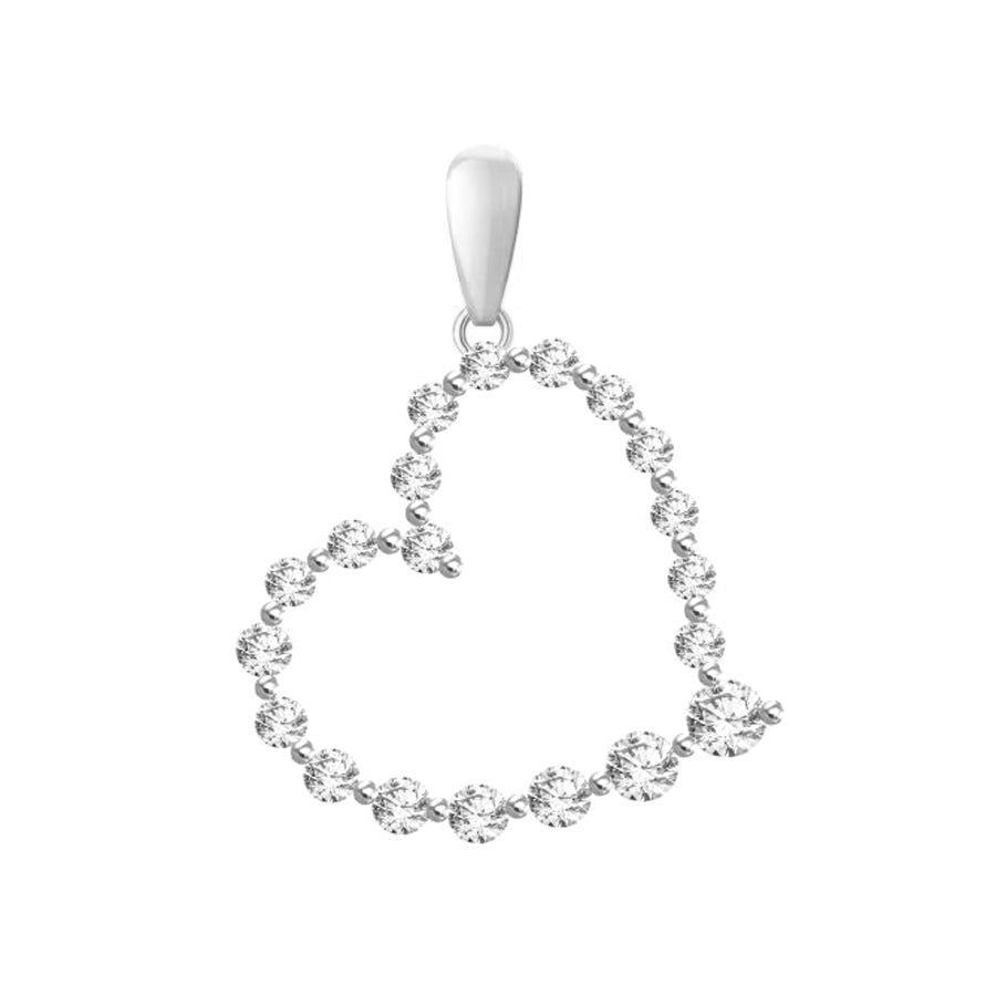 LADIES PENDANT WITH CHAIN 0.50CT ROUND DIAMOND 14K WHITE GOLD