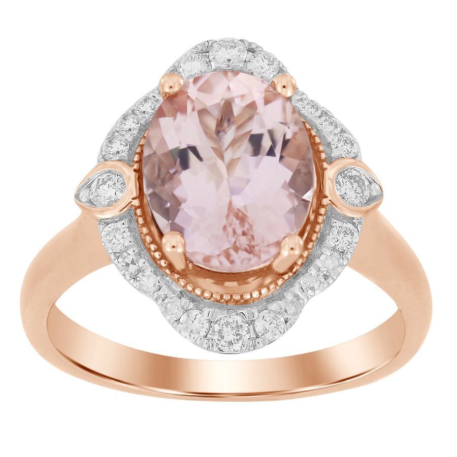 LADIES RING 2.50CT ROUND/OVAL  DIAMOND 10K ROSE GOLD