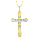 LADIES PENDANT 0.33CT ROUND/BAGUETTE DIAMOND 10K YELLOW GOLD