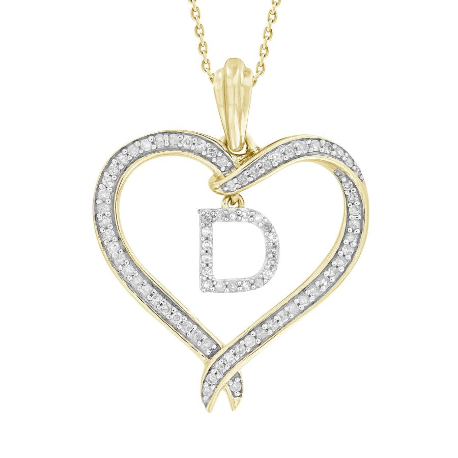 LADIES PENDANT WITH CHAIN 0.25CT ROUND DIAMOND 10K YELLOW GOLD