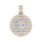 MEN'S CHARM 1.00CT ROUND/BAGUETTE DIAMOND 10K YELLOW GOLD