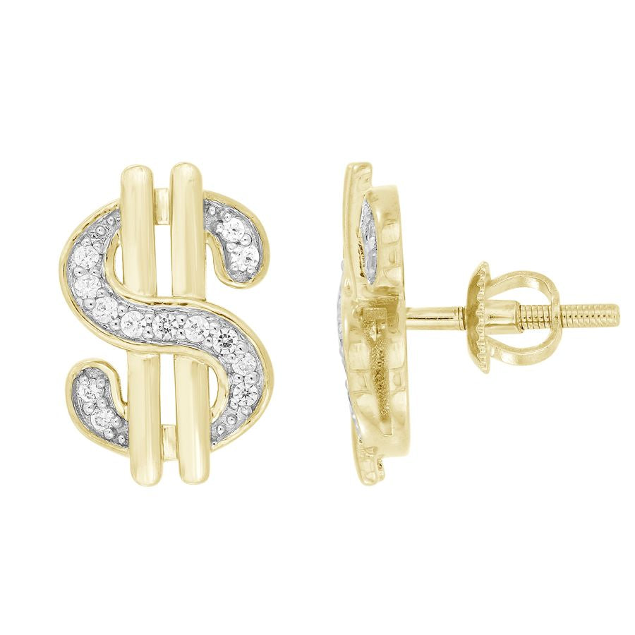 LADIES EARRINGS 0.20CT ROUND DIAMOND 10K YELLOW GOLD