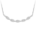 LADIES NECKLACE 0.20CT ROUND/BAGUETTE DIAMOND 10K WHITE GOLD