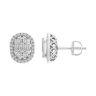 LADIES EARRINGS 0.50CT ROUND/BAGUETTE DIAMOND 14K WHITE GOLD (SI QUALITY)