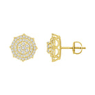 MEN'S STUD EARRINGS 0.50CT ROUND/BAGUETTE DIAMOND 10K YELLOW GOLD