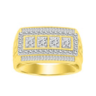 MEN'S RING 1.00CT ROUND/BAGUETTE DIAMOND 10K YELLOW GOLD