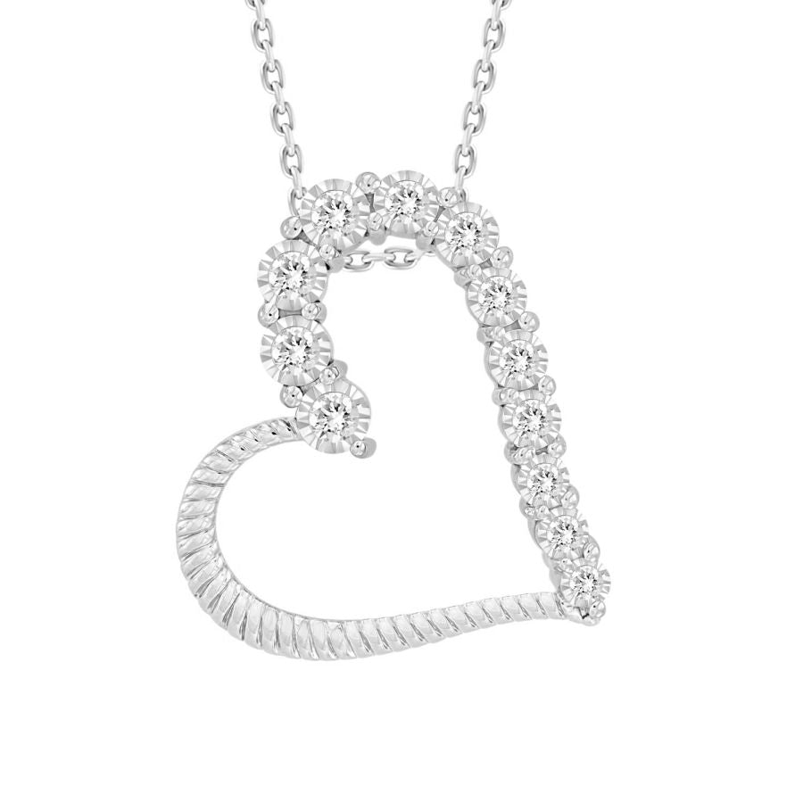 LADIES PENDANT 0.25CT ROUND DIAMOND 10K WHITE GOLD