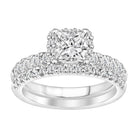 LADIES BRIDAL SET 1.60CT ROUND DIAMOND 14K WHITE GOLD (SI QUALITY) (CENTER STONE 0.75CT PRINCESS DIAMOND) 