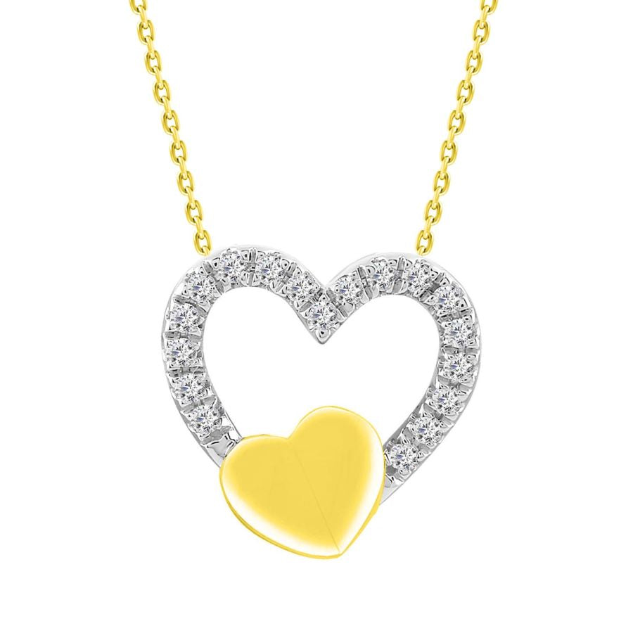 LADIES PENDANT WITH CHAIN 0.06CT ROUND DIAMOND 10K YELLOW GOLD