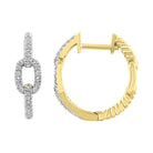 LADIES HOOP EARRINGS 0.15CT ROUND DIAMOND 10K YELLOW GOLD