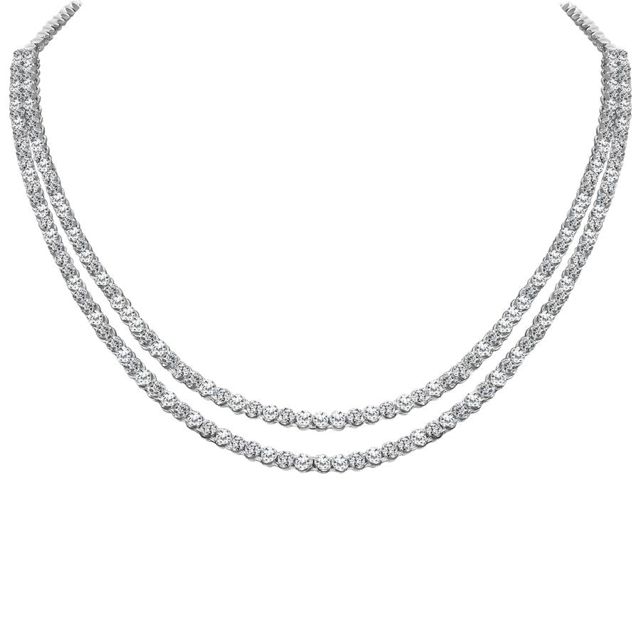 LADIES NECKLACE 5.00CT ROUND DIAMOND 14K WHITE GOLD