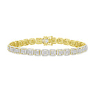 MEN'S BRACELET 2.50CT ROUND/BAGUETTE DIAMOND 10K YELLOW GOLD