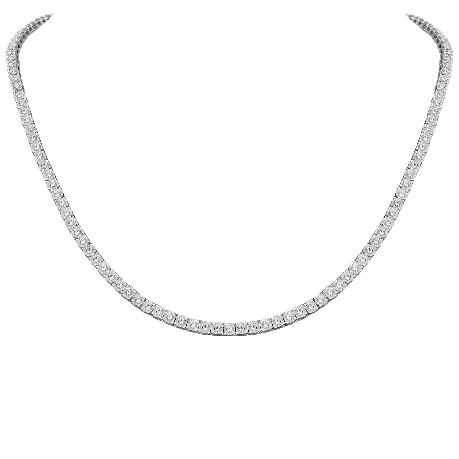 LADIES NECKLACE 8.00CT ROUND DIAMOND 10K WHITE GOLD