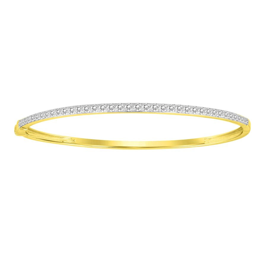 LADIES BANGLE 1.00CT ROUND DIAMOND 14K YELLOW GOLD